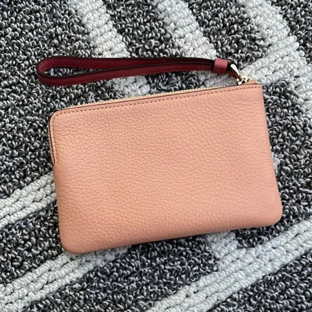 Coach Corner Zip Wristlet In Colorblock With Horse And Carriage